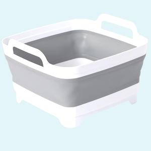 Collapsible Dish Pans for Washing Dishes 9L Portable Wash Dish Basin Foldable Laundry Tub with Drain Plug for Kitchen Sink Camping RV Accessories