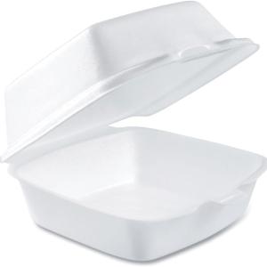 DART CONTAINER Dart Carryout Food Container, Foam, 1-Comp, 5 1/2 x 5 3/8 x 2 7/8, White (Case of 500), 1 Compartment