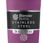 BlenderBottle Stra Shaker Cup Insulated Stainless Steel Water Bottle with Wire Whisk, 24-Ounce, Plum