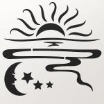 Sun Moon Stars Logo Stencil Reusable Sturdy Flexible Clear Plastic 1-5.5x5.5 in Arts and Crafts Material Scrapbooking for Airbrush Painting Drawing