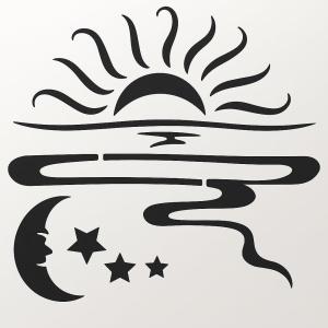 Sun Moon Stars Logo Stencil Reusable Sturdy Flexible Clear Plastic 1-5.5x5.5 in Arts and Crafts Material Scrapbooking for Airbrush Painting Drawing