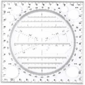 2 Pcs Multifunctional Drawing Ruler, Angle and Circle Maker Drawing Geometric Drawing Template Measuring Ruler Draw Tool for Office and School