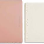 A5 PU Leather Binder Cover, 6 Ring Loose Leaf Notebook with 60 Sheets Blank Dowling Paper, Refillable Round Ring A5 Binder for School Supplies, Meeting Records, Budget Notebook Folder(Pink)