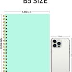 Lined Spiral Notebook B5 Mint Green Hardcover Notebooks for Work -7.48" X 10.18" 4 Pack 7MM College Ruled,160 Pages 100GSM Thick Paper for Note Taking School Office Supplies