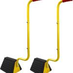 ROBLOCK 2 Pack Heavy Duty Rubber Wheel Chocks with Handle for Trucks, Sturdy Solid Anti Slip Wheel Stopper for All Weather Use -Trucks, RV, Travel Trailer, Pop Up Camper Accessory(2 Pcs)