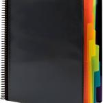 12 Pocket Project Organizer,FOME Folder Binder Spiral Pocket Organizer with Zipper Pouch,6 Dividers Project Organizer Letter Size for School Office Filing Cabinet,Black
