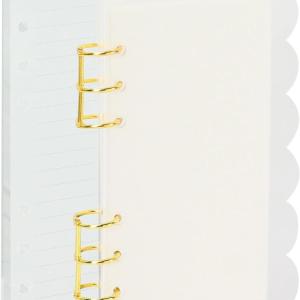 Mulitbey A6 Semi-Petal Acrylic Binder, 6-Ring Notebook Cover with 90 Sheets Refill (45 Lined + 45 Blank), Gold Rings, Elegant A6 Loose Leaf Binder Planner & Journal for Organization (Clear Petals)