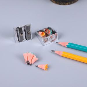 6Pcs Silver Magnesium Pencil Sharpener Survival,Metal Pencil Sharpener Magnesium, 2-Hole Alloy Wedge Profile，Writing and Correction Supplies