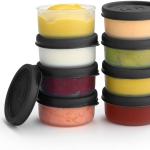 Condiment Cups Containers with Lids- 8 pk. 1.3 oz.Sal Dressing Container to go Small Food Storage Containers with Lids- Sauce Cups Leak proof Reusable Plastic BPA free for Lunch Box Picnic Travel