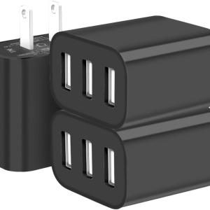USB Charger Block, Wall Plug in Charging Blocks, Fast Charging Multiport Wall Chargers Power apter for Charger for Mobile Phone 16/15/14/13/12/11/10 Pro and More【3 Pack 】 (Black)