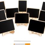 DSTELIN 10 Pack Mini Chalkboards Signs with Easel Stand, Small Rectangle Chalkboards Blackboard, Wood Place Cards for Weddings, Birthday Parties, Message Board Signs and Event Decoration
