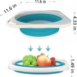 Portable Collapsible Wash Basin, Foldable Dish Tub Space-Saving for Kitchen, Camping, Travel, Laundry, Bottles (Blue 1 Pack)