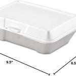 Dart 205HT1 Carryout Food Container, Foam, 1-Comp, 9 3/10 x 6 2/5 x 2 9/10 (Case of 200)