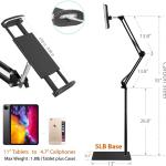 Tablet Floor Stand with 5LB Metal Base, Overhe Bed Phone Stand Angle Height justable Holder, Universal Floor Stand Compatible with iPhone iP Pro Air Mini, Samsung Tab, Kindle, E-Reers…