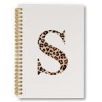 laveliabel Beige Cheetah Print Spiral Notebook, Leopard Print Initial S Journaling Notebooks, Trendy Preppy Girly Aesthetic College Ruled Spiral Notebook for School Office Supplies, 5.5x8.3 Inches