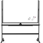 BIBOC Mobile Dry Erase Board – 36x24 inches Magnetic Portable Whiteboard Stand justable Easel White Board Flipchart Easel Board with 25 Sheets Paper P 1 Eraser, 2Markers (24x 36 inches)