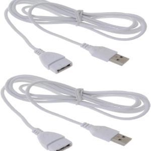 2PCS 5ft White USB 2.0 Male to Female Extension Cable - USB Type A Extension Cables for Keyboard, Mouse, Printer, Computer Accessories