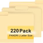 File Folder, PANDRI 220 Pack File Folder, 1/3 Cut Tab, Letter Size, Filing Folder for Office School Business, Manila