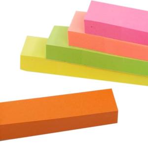 Desk Tech Sticky Notes, 3" x 0.6", 5 Ps, 100 Sheets/P - Neon Self hesive File Tabs Flags Colored Page Markers Labels for Binders, Books and Notebooks