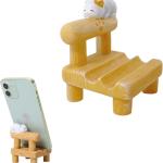 Mini Cat Chair Phone Stand - Cute Wooden Design Holder for Cellphones, Tablets, Home & Office Desk Decor