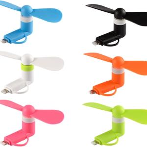 Mini Cell Phone Fan - Colorful and Powerful 2-in-1 Fan Compatible for iPhone, iP, Android Smartphone,Tablet - Cell Phone Summer Accessories - (6-Pack)