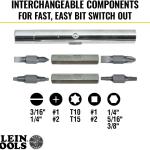 Klein Tools 32500 11-in-1 Screwdriver/Nut Driver Set, 8 Bits (Phillips, Slotted, Torx, Square), 3 Nut Driver Sizes, Cushion Grip Handle