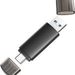 256GB USB C Flash Drive Dual USB 3.0 Flash Drive Type C + USB A Portable Type-C Flash Drive 2-in-1 USB-C Thumb Drive for Smartphone Tablet Computer Mac iPhone 15 Black
