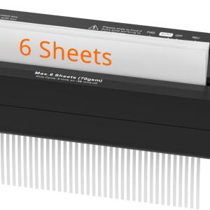 Small Paper Shredder for Home, 6 Sheet Strip Cut Paper Shredder Without Basket,Portable Shredder Extendable Arm Design with Overheat Protection for Home Office