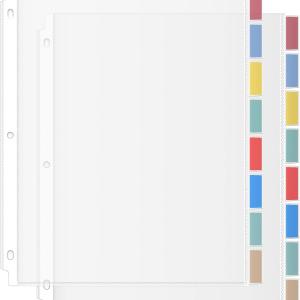 HABGP Binder Dividers with Tabs, 8 Tab Sheet Protectors for 3 Ring Binder, Clear Dividers for 3 Ring Binder Page Protectors, Notebook Binder Sleeves with Pockets, 2 Set (16 Pcs)