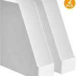 Basics Rectangular Plastic Desk Organizer, Magazine Rack, White, 2-Pack