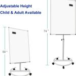 BIBOC Mobile Dry Erase Board – 36x24 inches Magnetic Portable Whiteboard Stand justable Easel White Board Flipchart Easel Board with 25 Sheets Paper P 1 Eraser, 2Markers (24x 36 inches)