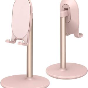 Bright Stone Phone Stand for Desk, justable Cell Phone Holder for Desk, Compatible with 4"-12.9" Phones/Tablet/iPhone/iP/Switch (Pink)
