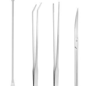 Ohtomber Aquascape Tools Aquarium Kit - 4PCS Terrarium Supplies Include Long Tweezers for Terrarium, Feeding Tongs, Aquarium Scissors, Algae Scraper for Fish Tank Cleaning Plant Trimming
