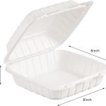 8X8 1Compartment 50Pack Plastic Clamshell Take Out Food Containers, Heavy Duty To-go Disposable Lunch Box Restaurant Meal Prep Packaging Catering Hinged Container (Formerly FULING)