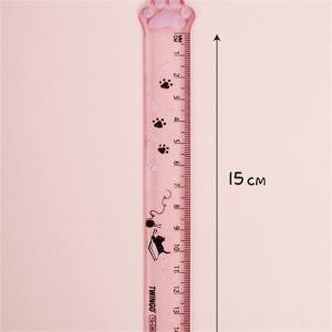 15CM Pink Cats Claw Straight Rulers, Plastic Measuring Tool Kawaii Measuring Plastics Scales Cute Rulers, Portable Stationery School Supplies Stationery Transparent