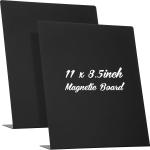 Fainne Magnetic Bulletin Board with Easel Stand Mini Black Magnet Metal Tabletop Memo Display Board for Back to School Menu Table Home Kitchen Office Supplies(11 x 8.5 Inches,2 Pcs)