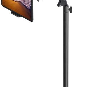 Tablet Floor Stand with Double Weight Base, Overhe Bed Phone Mount Height justable Arm Stretchable Stand Holder, Compatible with iP Mini Air Pro, Galaxy Tab, Kindle, Switch, Cell Phones