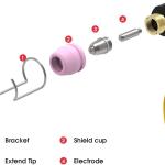 YESWELDER 24PCS AG-60 Plasma Cutter Torch Consumables Kit(Standard)/ 20 x .040'' Nozzles 20 x Electrodes 10 x Cups 4 x Brackets For SG-55 AG-60 WSD-60