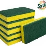 SCRUBIT Heavy Duty Scrub Sponges - Dishwashing Sponge Along with A Tough Scouring P - Ideal for Cleaning Kitchen, Dishes, Bathroom - Yellow - 24 Dish sponges