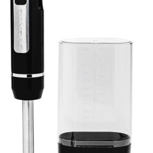 OVENTE Cordless Immersion Hand Blender, Rechargeable Handheld Portable Stick Mixer with 8 Mixing Speed Option, One-Touch Control and Stainless Steel Bles for Smoothies, Shakes or Soups, Black HR781B