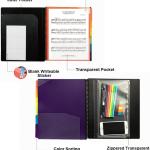 12 Pocket Project Organizer,FOME Folder Binder Spiral Pocket Organizer with Zipper Pouch,6 Dividers Project Organizer Letter Size for School Office Filing Cabinet,Black