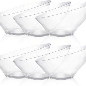BESTVIP 54oz Clear Plastic Serving Bowls for Party - 12 Pack Angled Disposable Serving Bowls, Party for Chips, Snacks, Fruit, Sal - Bowls for Parties, Daily Use, Catering, Christmas