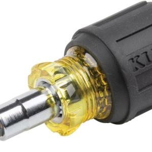 Klein Tools 32561 Multi-Bit Screwdriver/Nut Driver, 6-in-1 Stubby Screwdriver with 2 Phillips, 2 Slotted, 2 Nut Drivers