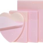 4pack Translucent Mixed Shape Glitter Sticky Notes for Annotating,Pastel Color Self-Stick Tabs Blank Index Sticker Funny Memo P Soft PET Page Flag for Organizer,Office,Valentines Day (Pink)