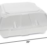 Pactiv YTD19903 Foam Hinged Lid Containers, White, 9 x 9 x 3-1/4, 3-Compartment (Case of 150)