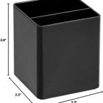 Basics Plastic Desk Organizer - Pen Cup, 3.9" x 3.4" x 3.4", Black