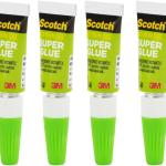 Scotch Super Glue Gel, 4-Pack of Single-Use Tubes, .017 oz Each, Fast Drying, No Run Gel Formula (AD119)