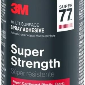 3M Super 77 Multi-Surface Spray hesive, 7.35 oz., Low VOC, Quick Bond, Fast Drying, Clear Finish for Foil, Foam, Paper, Metal, Plastic, Fabric, and Cardboard (77-10-NAT)