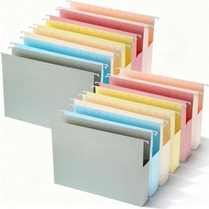 12 Pack Hanging File Folders, Letter Size Heavy Duty Expandable Reinforced File Folders with 2 Inch Extra Capacity, 6 Colors for Documents Office Filing Cabinet