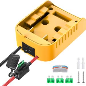 Power Wheels apter for Dewalt 20V Battery apter Power Wheels Battery Conversion Kit with Switch, Fuse & Wire Terminals, 12AWG Wire, Power Connector for DIY Ride On Truck, RC Car Toys and Robotics